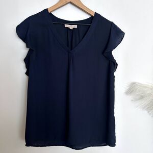 Philosophy Blue Ruffle Sleeve Blouse